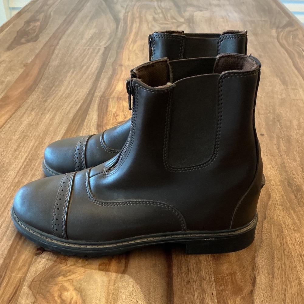 TuffRider Womens Front Zip Paddock Boots Brown Equestrian Riding Shoes Size 7